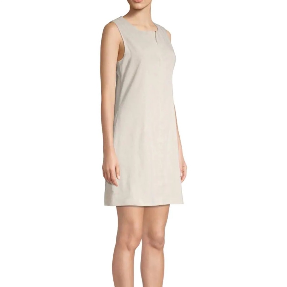 Theory light beige sleeveless shift dress